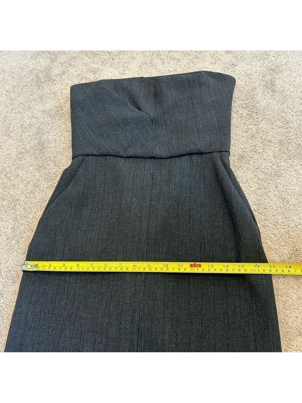 Zara gray strapless midi pencil dress pockets slit Sz S NWT - Picture 17 of 17